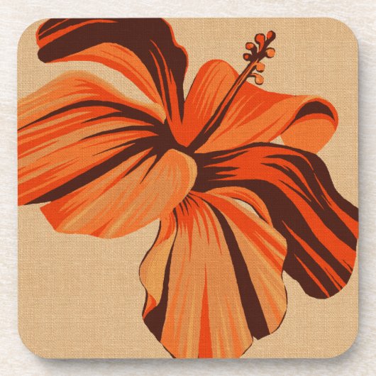 Streaky Hawaiian Hibiscus Faux Linen Onderzetters (Voorkant)