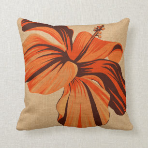Streaky Hawaiian Hibiscus Faux Linen Square Kussen
