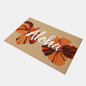 Streaky Hawaiian Hibiscus Oranje Aloha Deurmat (Schuin)
