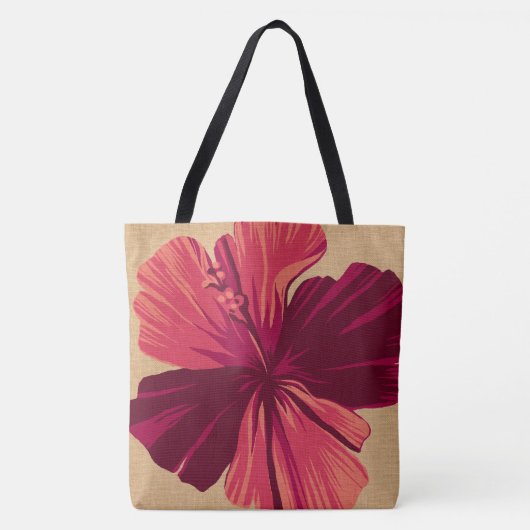 Streaky Hawaiian Hibiscus Reversible Beach Bag Tote Bag (Voorkant)