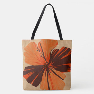 Streaky Hawaiian Hibiscus Reversible Beach Bag Tote Bag