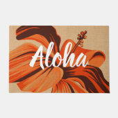 Streaky Hawaiian One Hibiscus Oranje Aloha Doormat Deurmat (Voorkant)