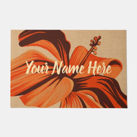 Streaky Hawaiian One Hibiscus Oranje Monogram Deurmat (Voorkant)