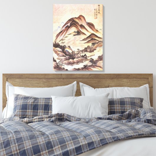 Stream and Mountain Korean Joseon Dynasty Folk Art Canvas Afdruk (Insitu (Slaapkamer))