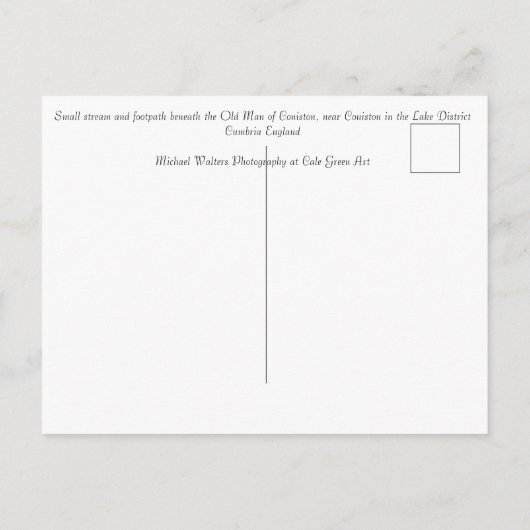 Stream Coniston Cumbrai England Card Briefkaart (Achterkant)