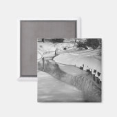 Stream in de winter B&W Magneet (Voorkant / Achterkant)