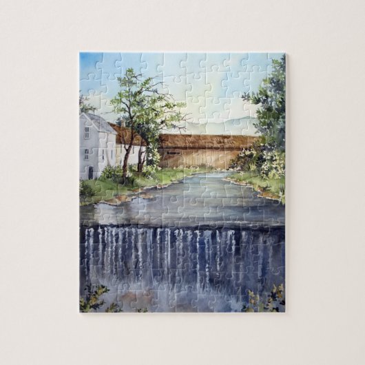 Stream New England Landscape Waterverf Painting Legpuzzel (Verticaal)