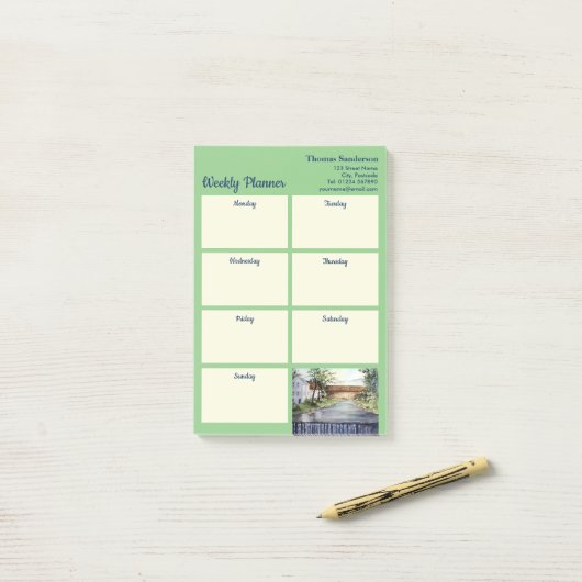 Stream New England Landscape Waterverf Painting Post-it® Notes (Op bureau)