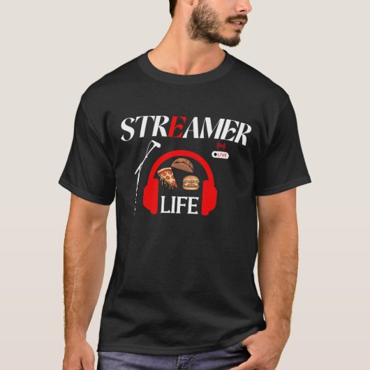 Streamer Leven: Streams & Snacks T-shirt (Voorkant)