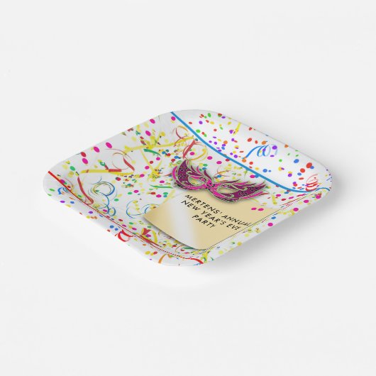 Streamers & Confetti oudejaarsfeest Papieren Bordje (Gebogen)