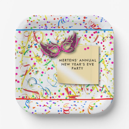 Streamers & Confetti oudejaarsfeest Papieren Bordje (Voorkant)