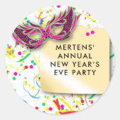 Streamers & Confetti oudejaarsfeest Ronde Sticker (Voorkant)