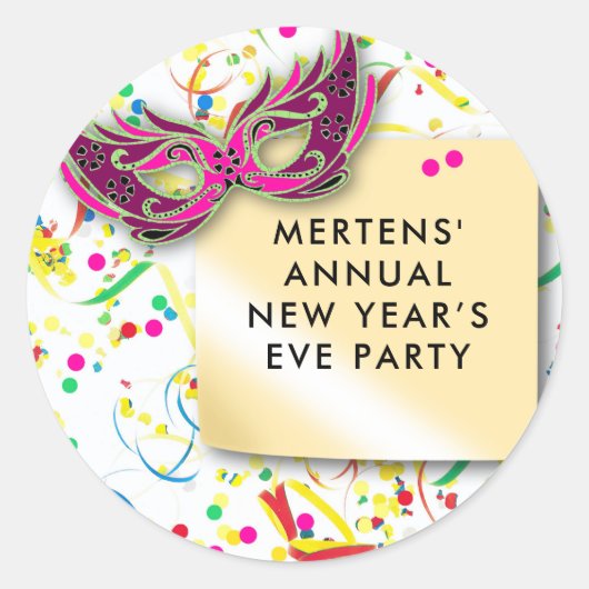 Streamers & Confetti oudejaarsfeest Ronde Sticker (Voorkant)