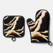 Streamers decoratief ontwerp 1902 ovenwant & pannenlap set (Voorkant)