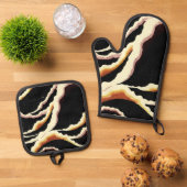 Streamers decoratief ontwerp 1902 ovenwant & pannenlap set (Top down)