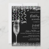 Streamers & Sparkle Verjaardagsdiner Kaart (Voorkant)