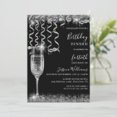 Streamers & Sparkle Verjaardagsdiner Kaart (Staand voorkant)