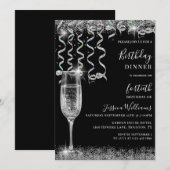 Streamers & Sparkle Verjaardagsdiner Kaart (Voorkant / Achterkant)