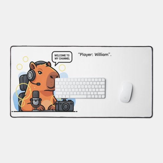 Streaming Capybara – Cute Gamer Streamer Bureaumat (Keyboard & Muis)