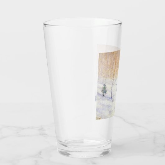 Streaming in een sneeuwwinterlandschap (kerstkunst glas (Rechts)