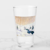Streaming in een sneeuwwinterlandschap (kerstkunst glas (Voorkant)