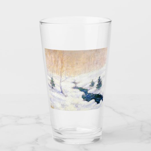 Streaming in een sneeuwwinterlandschap (kerstkunst glas (Voorkant)