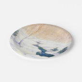 Streaming in een sneeuwwinterlandschap (kerstkunst papieren bordje (Gekanteld)