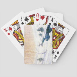 Streaming in een sneeuwwinterlandschap (kerstkunst pokerkaarten