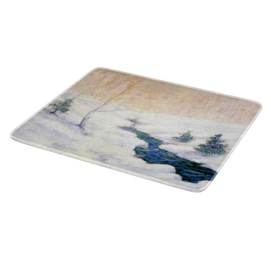 Streaming in een sneeuwwinterlandschap (kerstkunst snijplank (Hoek)