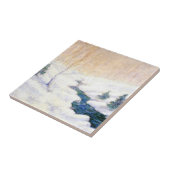 Streaming in een sneeuwwinterlandschap (kerstkunst tegeltje (Zijkant)