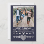 Streaming Music Player Foto Kerstmis Blauw Feestdagenkaart (Voorkant)