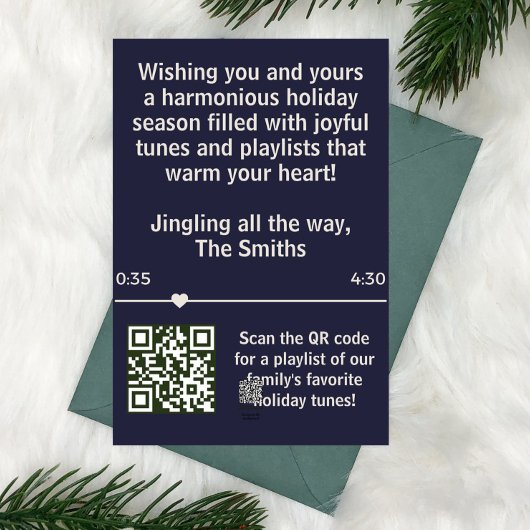 Streaming Music Player Foto Kerstmis Blauw Feestdagenkaart