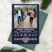 Streaming Music Player Foto Kerstmis Blauw Feestdagenkaart