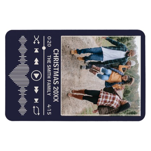 Streaming Muziek Blauwe Speler Foto Kerstmis Magneet (Horizontaal)