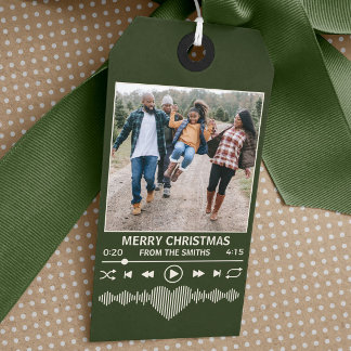 Streaming Muziek Groene Speler Foto Kerstmis Cadeaulabel