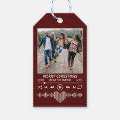 Streaming Muziek Rode Speler Foto Kerstmis Cadeaulabel (Voorkant)