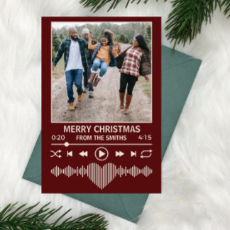 Streaming Muziek Rode Speler Foto Kerstmis Feestdagenkaart