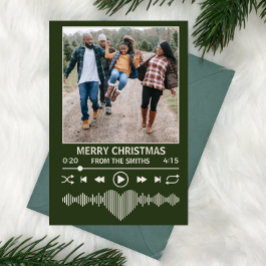 Streaming Muziekspeler Groene Foto Kerstmis Feestdagenkaart