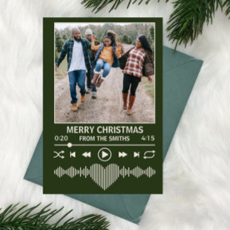 Streaming Muziekspeler Groene Foto Kerstmis Feestdagenkaart