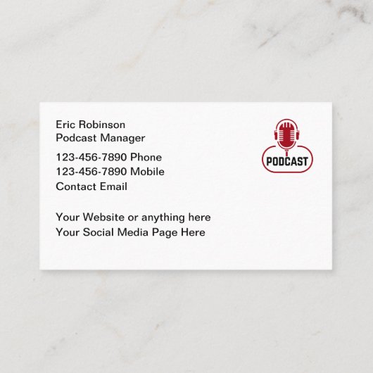Streaming Podcast Studio Radio Show Visitekaartje (Achterkant)