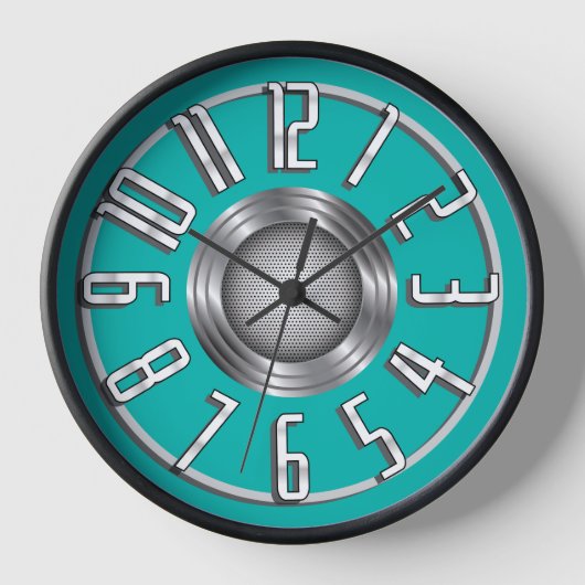Streamline Art Deco wandklok - Aqua (Voorkant)