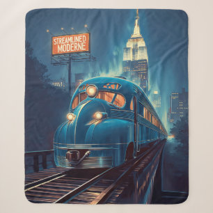 Streamline Moderne Vintage New York Express Sherpa Deken
