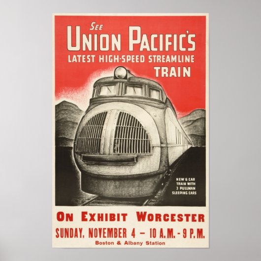 Streamline Trein, 1934. Vintage spoorwegreizen Poster (Voorkant)
