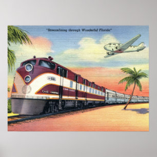 Streamliner Train, Wonderful Florida,  Poster