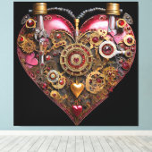 Streampunk Hart Robijn Valentijn Canvas Afdruk (Insitu (Houten vloer))
