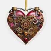 Streampunk Hart Robijn Valentijn Keramisch Ornament (Voorkant)