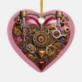 Streampunk Hart Robijn Valentijn Keramisch Ornament (Voorkant)