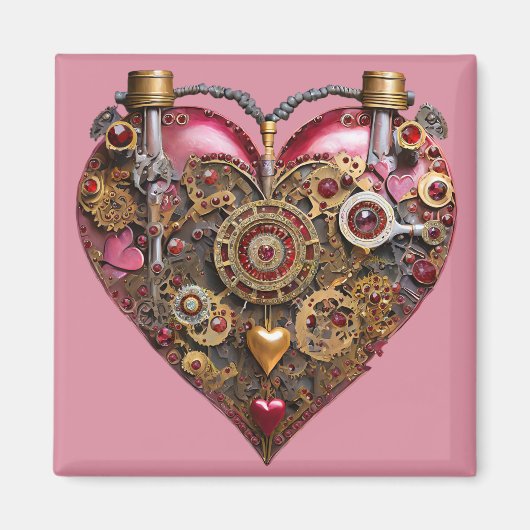 Streampunk Hart Robijn Valentijn Magneet (Voorkant)