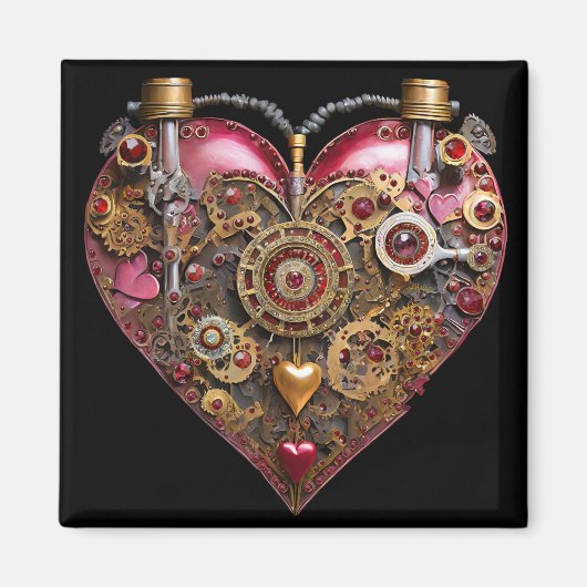 Streampunk Hart Robijn Valentijn Magneet (Voorkant)
