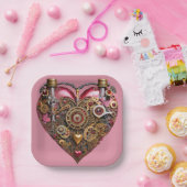 Streampunk Hart Robijn Valentijn Papieren Bordje (Feest)